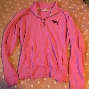 Victoria's Secret Pink Dog Logo Quarter-Zip Sweater